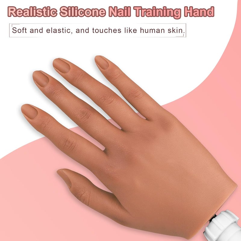 imene Practice Hand for Acrylic Nails,Silicone Nail Practice Hand with Stand Bracket,Realistic Bendable Mannequin Hand, Fake Hand for Nails Display, Manicure, Nail Tech - Image 2